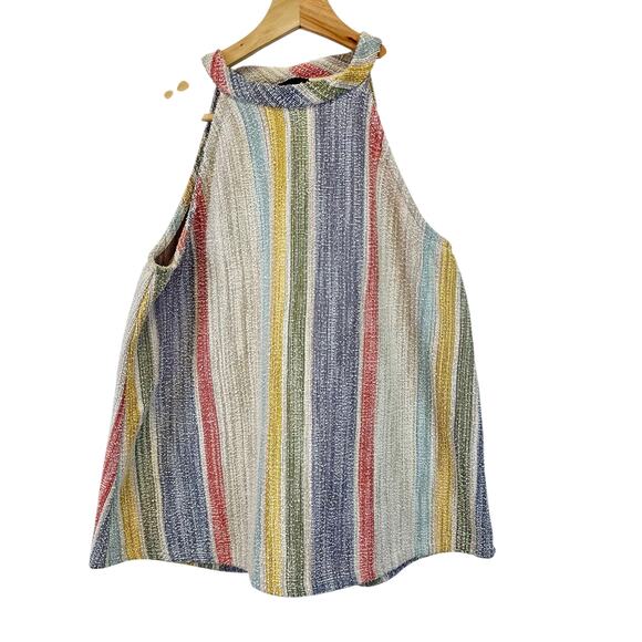 W5 Tops - W5 Multicolored Vertical Stripe Button Back Womens Halter Tank Top Size Large